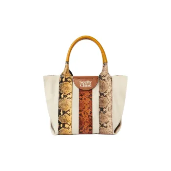 Chloe Canvas One Shoulder Handbag Canvas Bag Small Size Women's Camel