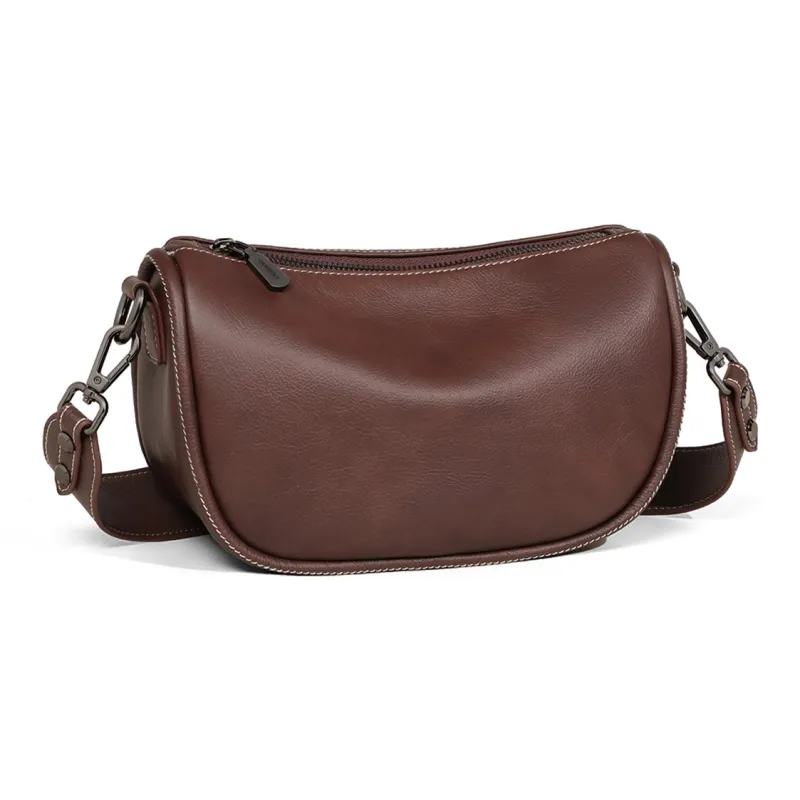 COMELY Cow Leather Patchwork Synthetic Leather Pillow Bag Dumpling Bag Crossbody Bag Regular Women's Brown-3