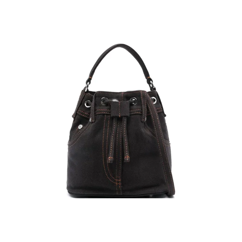 MOSCHINO Denim Bucket Bags Shoulder Bag Crossbody Bag Handbag Women's Black-0