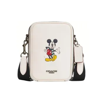COACH X Disney Stanton Cow Leather Handbag, Shoulder Bag, Crossbody Bag Trumpets Men's White