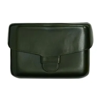 Lemaire Relief Logo Magnetic Closure Cow Leather Unisex Kombu Green
