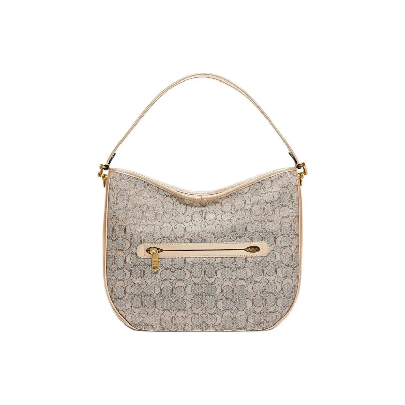 COACH Canvas With Leather Shoulder Bag, Crossbody Bag Women's Ecru-2