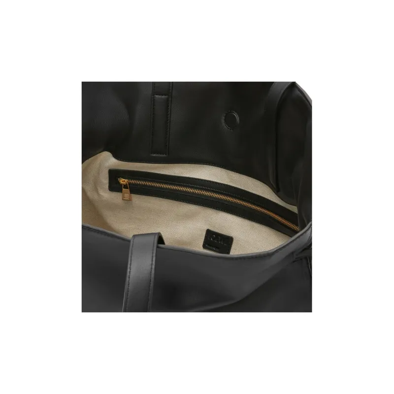 LOEWE Flamenco Napa Calf Leather One Shoulder Clutch Large Size Women's Black-4