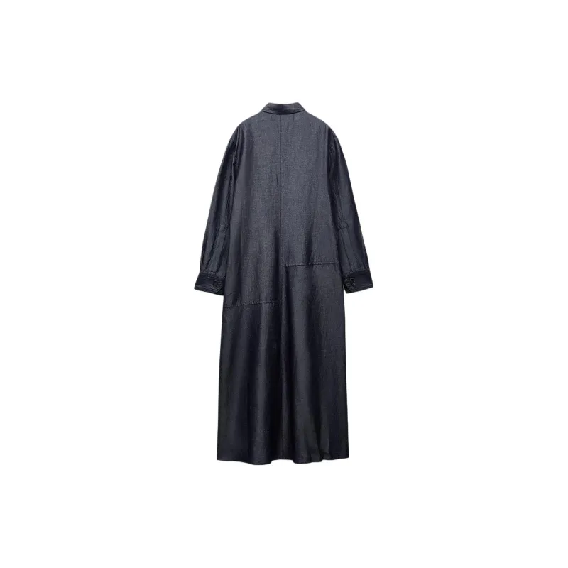 ZARA Long-Sleeved Dresses Women's Blue-1