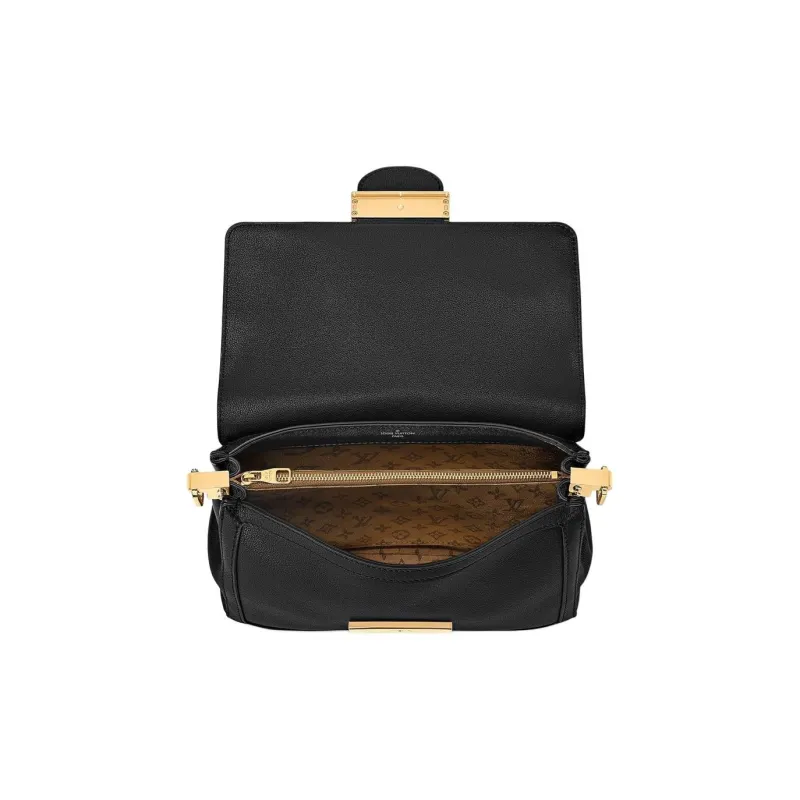 LOUIS VUITTON Dauphine Leather Dafne Shoulder Bag, Crossbody Bag Medium Size Women's Black-3