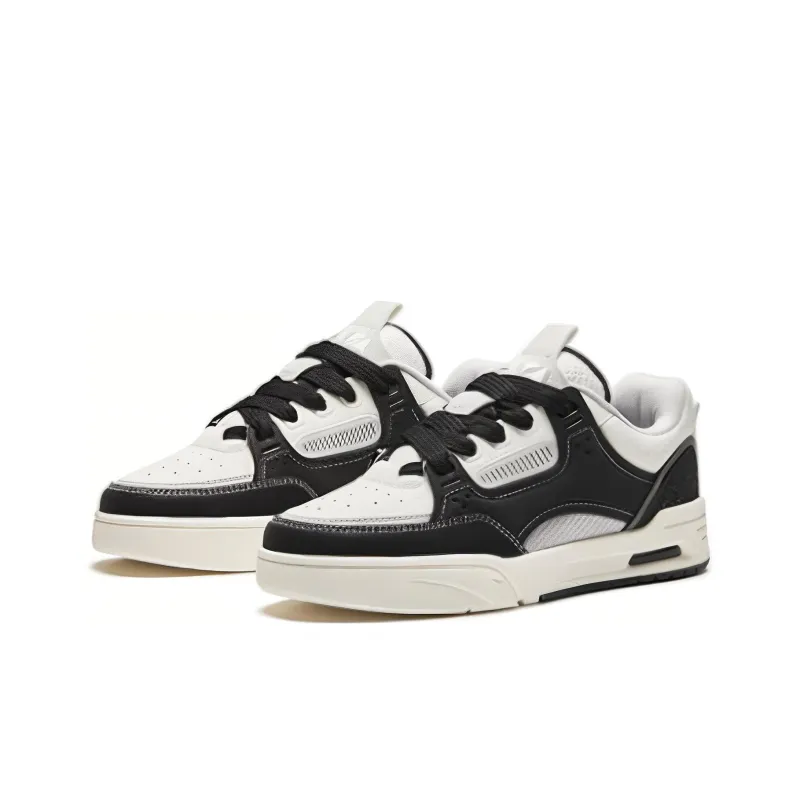Anta AOJIE Anti Slip And Wear Resistant Lightweight Low Top Skateboard Shoes Women's Black White-2
