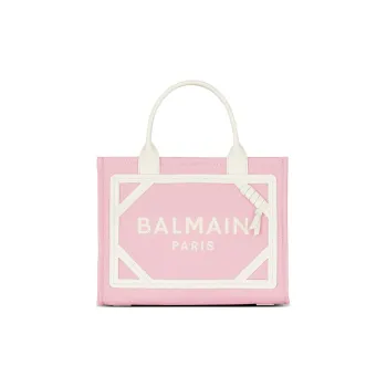 BALMAIN B ARMY Canvas With Leather Canvas Bag Tote Bag Shopping Bag Handbag Small Size Women's Pink