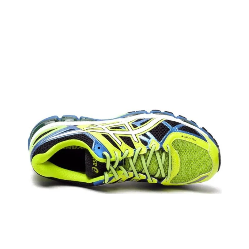 Asics Gel Kayano 21 Wear Resistant Low Top Running Shoes Men's Yellow Blue Patchwork-3