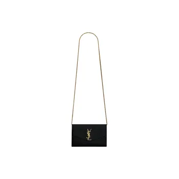 SAINT LAURENT UPTOWN Shiny Grained Leather Envelope Bag Wallets Shoulder Bag Crossbody Bag Mini Women's Black