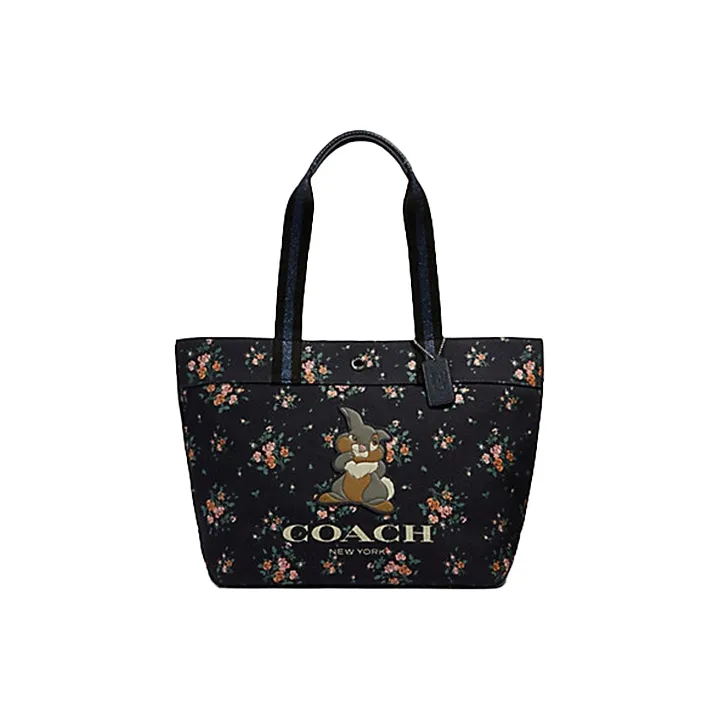 COACH Disney Sump Bunny Collaboration Eco Friendly Material Canvas Tote Bag Shopping Bag Shoulder Bags Women's Black-0