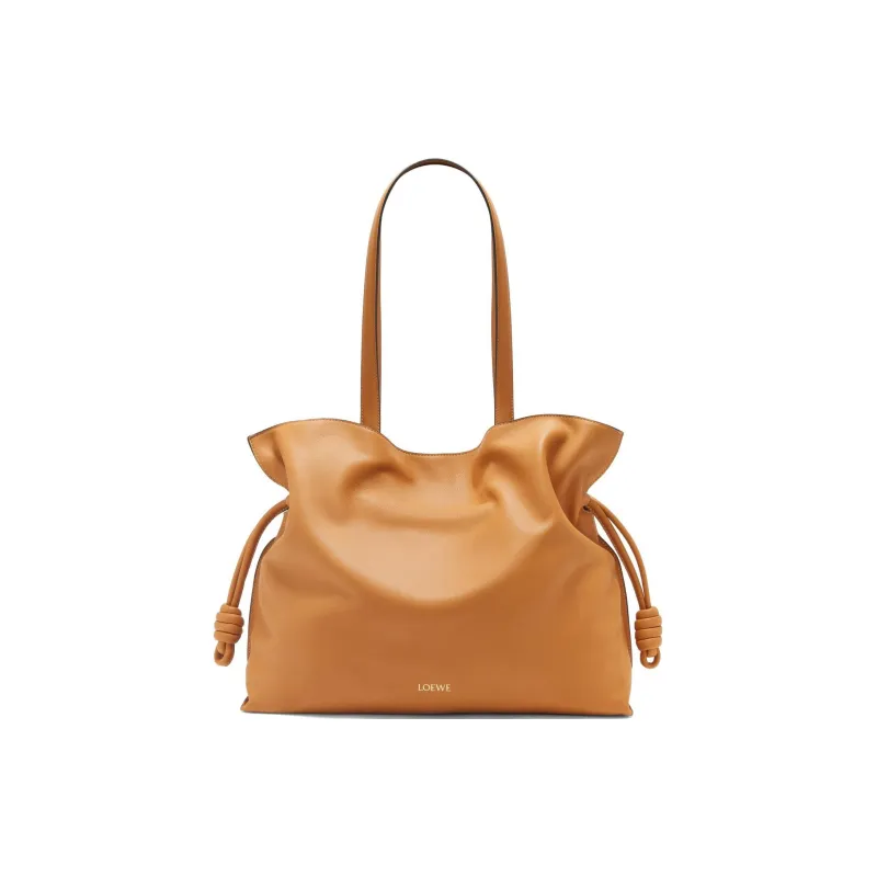 LOEWE Flamenco Napa Calf Leather One Shoulder Clutch Large Size Women's Warm Desert-2
