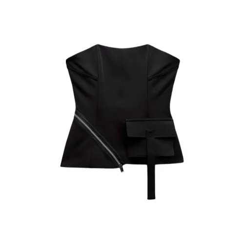 ZARA Strapless Tops Women's Black