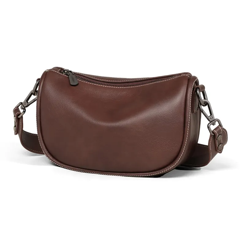 COMELY Cow Leather Patchwork Synthetic Leather Pillow Bag Dumpling Bag Crossbody Bag Regular Women's Brown-1