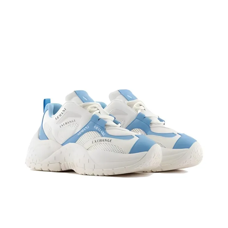ARMANI EXCHANGEAE Abrasion Resistant Low Top Casual Shoes Women's White Blue-1