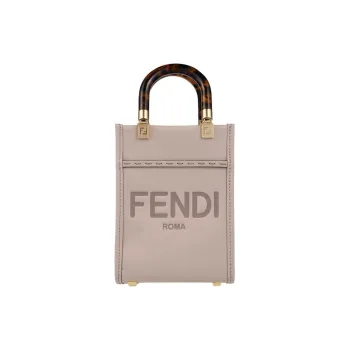 FENDI Cow Leather Tote Bag Shopping Bag Handbag Shoulder Bag Crossbody Bag Mini Women's Gray