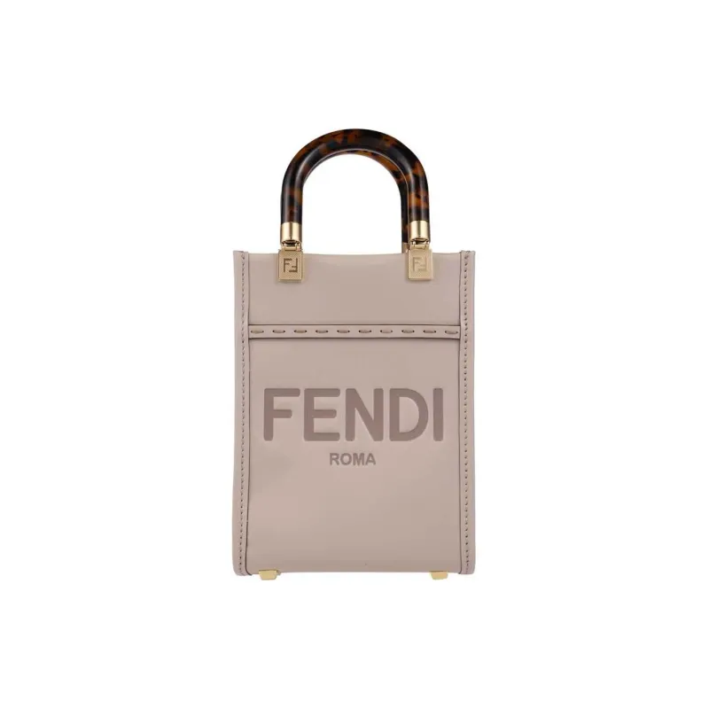 FENDI Cow Leather Tote Bag Shopping Bag Handbag Shoulder Bag Crossbody Bag Mini Women's Gray-0