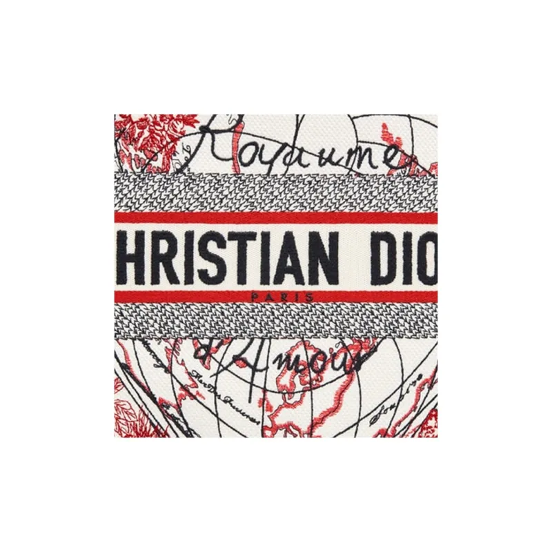 DIOR BookTote Fabric Tote Bag, Shopping Bag, Handbag Medium Size Women's Red-3