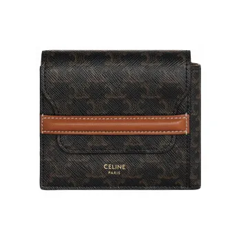 CELINE Flap Origami Wallet In Triomphe Canvas And Lambskin