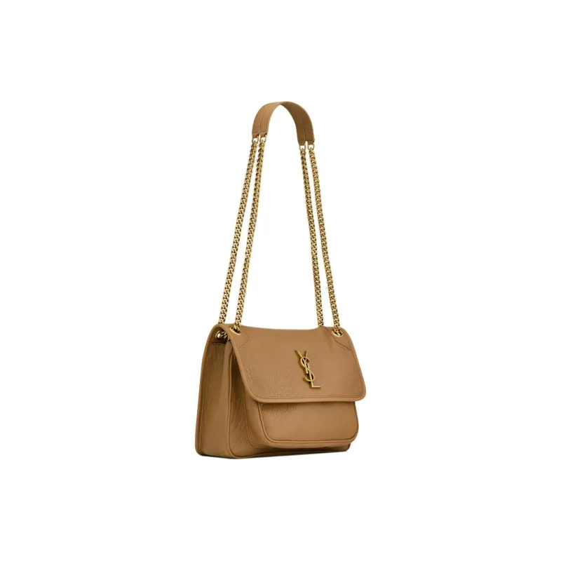 SAINT LAURENT Niki Lambskin Portable Crossbody Bag, Shoulder Bag Women's Brown-1