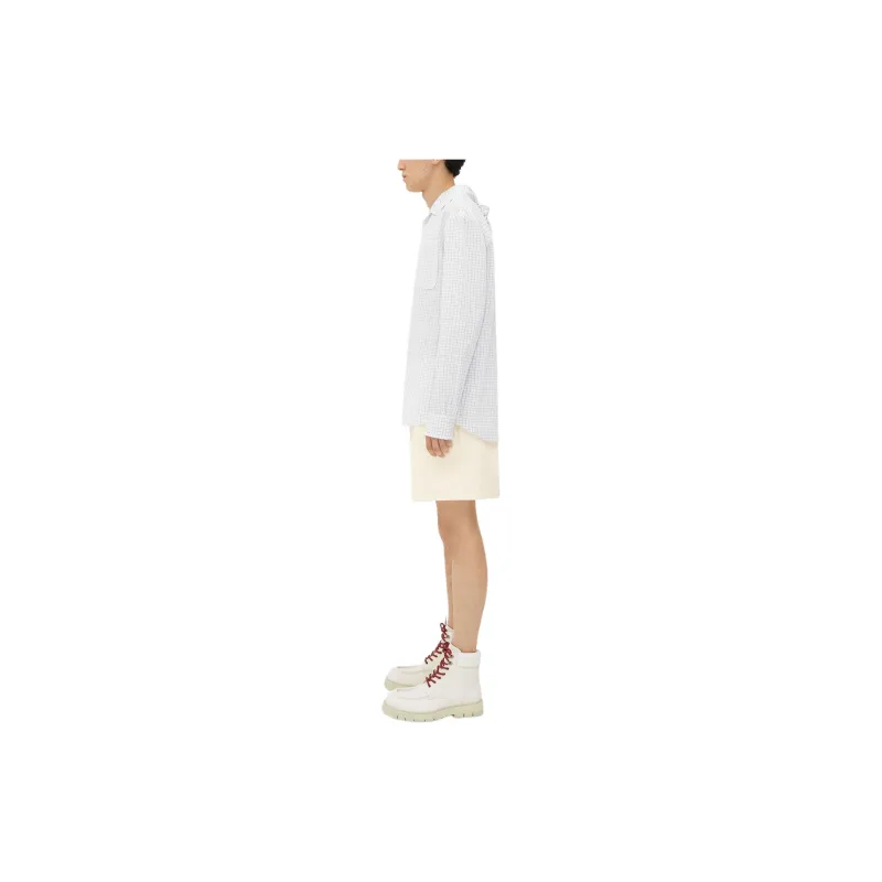 Bottega Veneta Crisp Cotton Silk Check Bandana Shirt Men's White-2