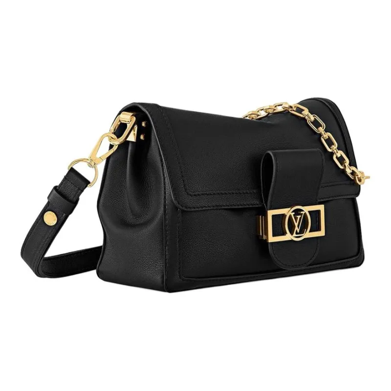 LOUIS VUITTON Dauphine Leather Dafne Shoulder Bag, Crossbody Bag Medium Size Women's Black-1