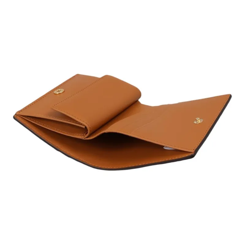 MCM Aren Canvas With Nappa Leather Wallet Mini Women's Cognac-4