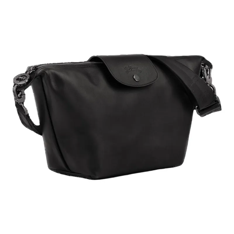 LONGCHAMP Le Pliage Xtra Cow Leather Dumpling Bag Hobo Shoulder Bag, Crossbody Bag Trumpets Women's Black-1