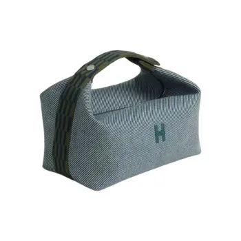 HERMES Bride a Brac Wool Twill Cotton Handbag Toiletry Bag Unisex Blue