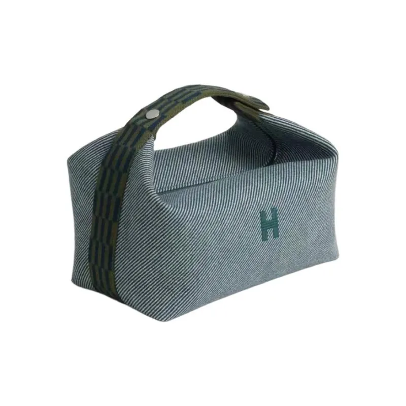 HERMES Bride a Brac Wool Twill Cotton Handbag Toiletry Bag Unisex Blue-0