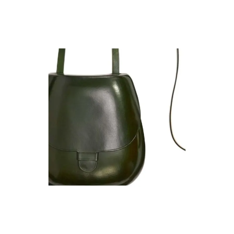 Lemaire Vegetable Tanned Cow Leather Crossbody Bag, Shoulder Bag Trumpets Unisex Kombu Green-3