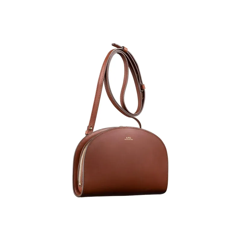 A.P.C Leather One Shoulder Crossbody Clutch Women's Chestnut-1