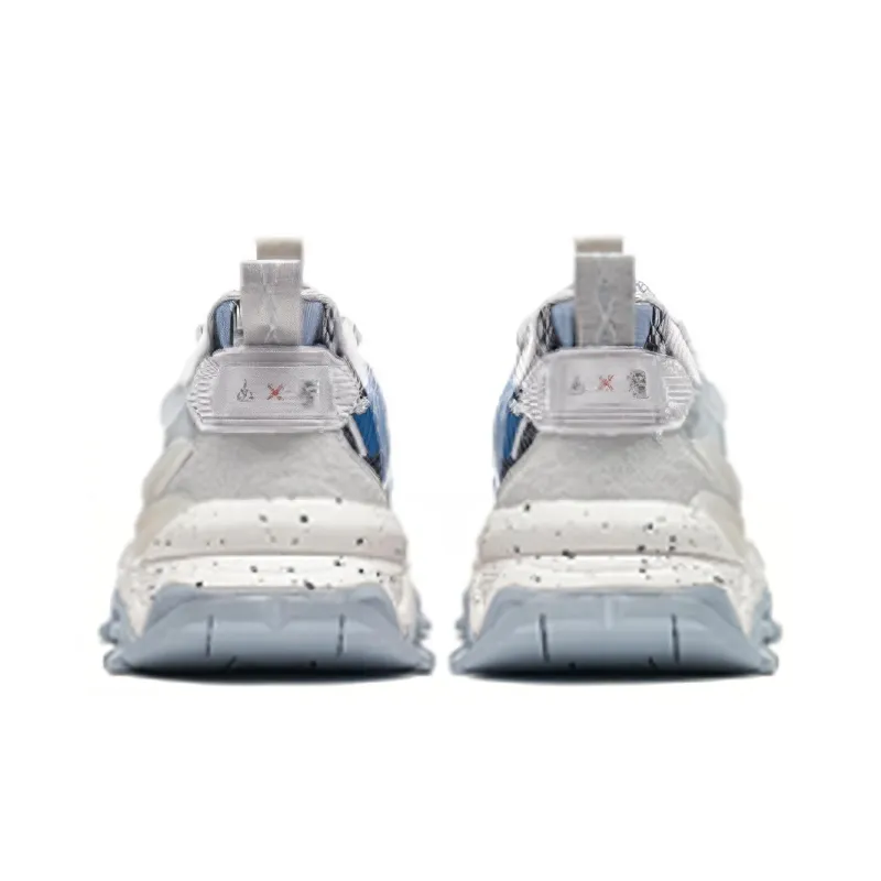 XTEP Shanhai Collection Anti Slip Wear Resistant Low Top Chunky Sneakers Men's Gray Blue-3