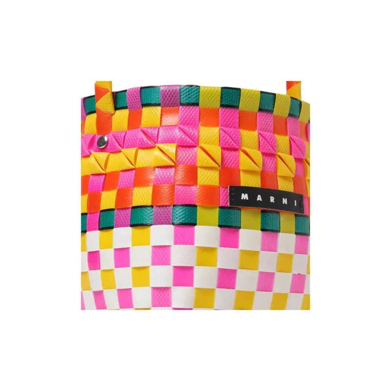MARNI Logo Patch Checked Shoulder Bag-3