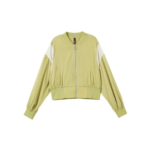 OUNIXUE Jackets Women's Green And Apricot