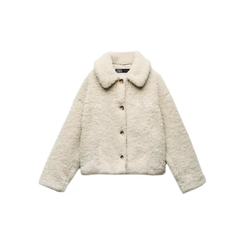 ZARA Velvet Jackets Women's White