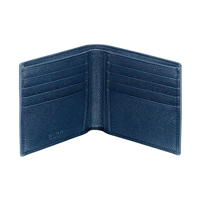 BVLGARI Cow Leather Wallets Card Holders Men's Blue-1