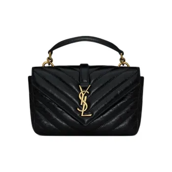 SAINT LAURENT College Cow Leather Handbag Shoulder Bag Crossbody Bag Mini Women's Black