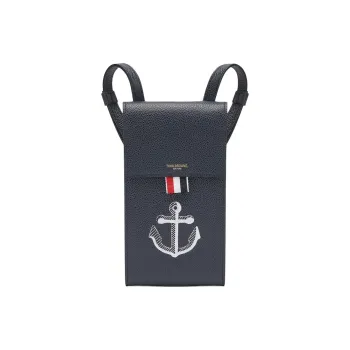 THOM BROWNE· Pebble Leather Cell Phone Pouch, Shoulder Bag Men's Black