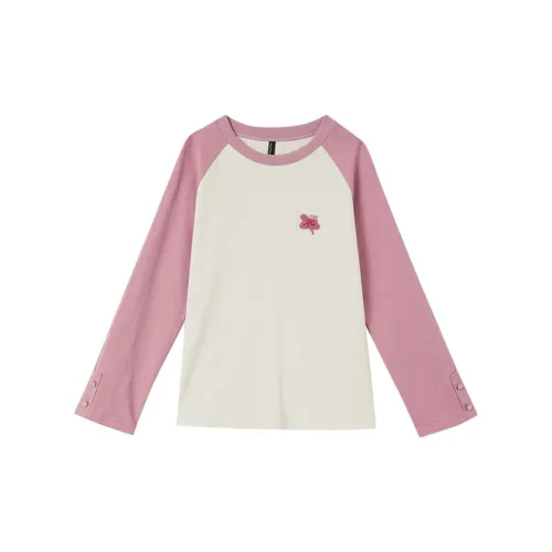 OUNIXUE T-Shirts Women's Apricot And Leather Pink