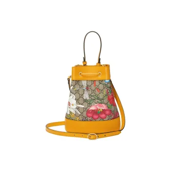 GUCCI Ophidia Cow Leather Bucket Bag, Shoulder Bag, Crossbody Bag Small Size Women's Ebony/Yellow/Multicolor