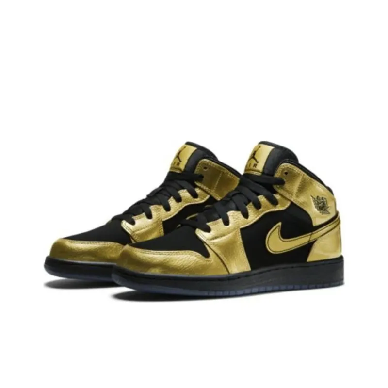 Jordan 1 Mid Metallic Gold Coin Black GS-2