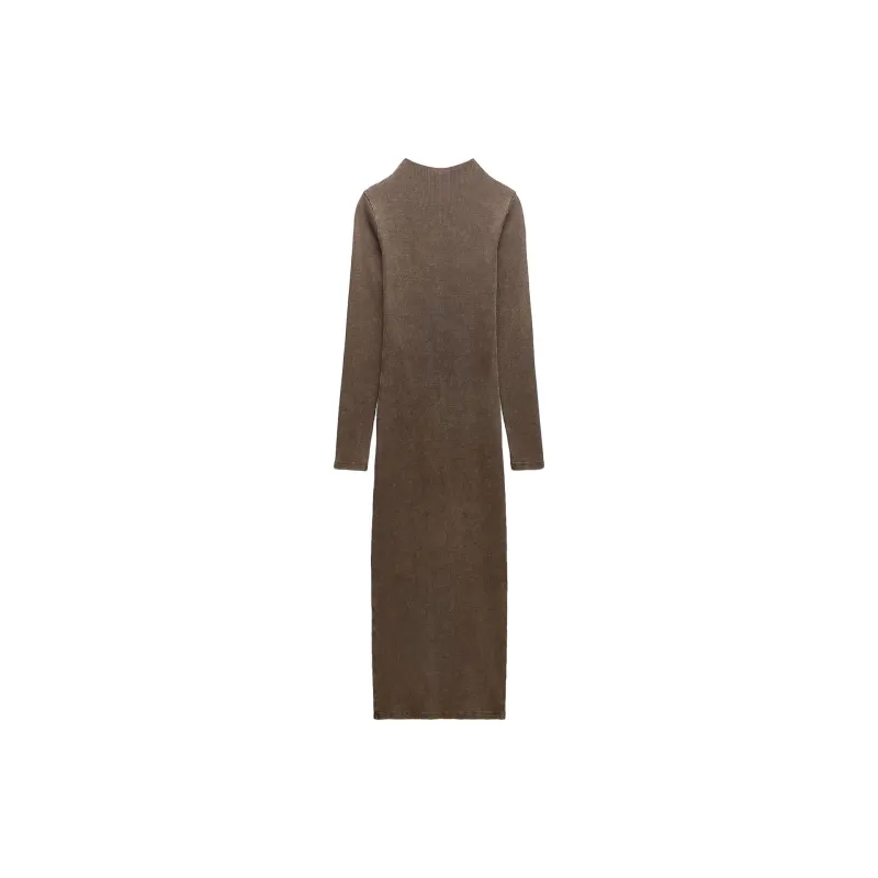ZARA Long Sleeved Dresses Women's Brown-1
