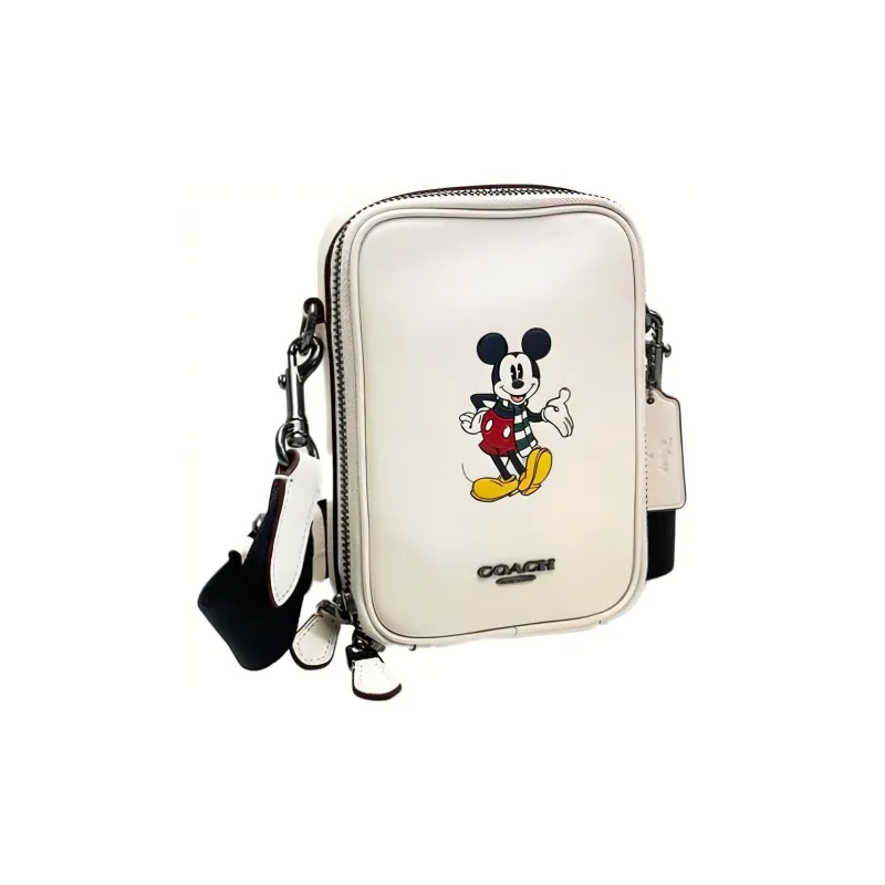 COACH X Disney Stanton Cow Leather Handbag, Shoulder Bag, Crossbody Bag Trumpets Men's White-4