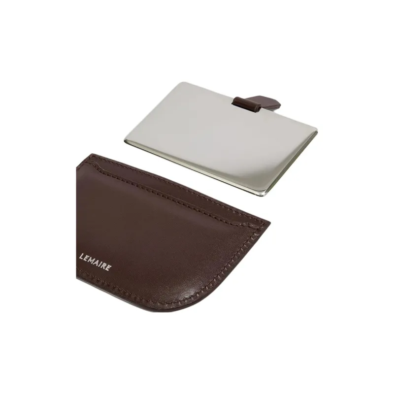 Lemaire Calfskin Card Holder Women's Dark Brown-2