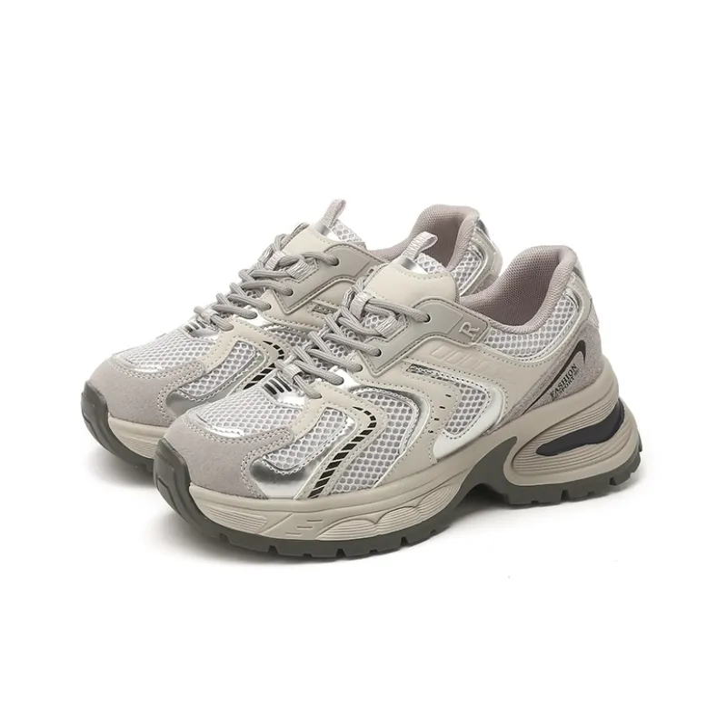 Jin Baichuan Breathable Lightweight Height Increasing Mid-Top Chunky Sneakers Women's-2
