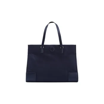 TORY BURCH Ella Cow Leather Detail Tote Bag, Shopping Bag, Shoulder Bag, Handbag Women's Marine Dark Blue