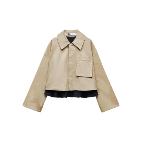 ZARA Trench Coats Women's Light Whiskey Color