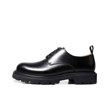THOM WILLS Cleanfit Business Commute Versatile Calfskin Derby Shoes Casual Shoes Men's Black