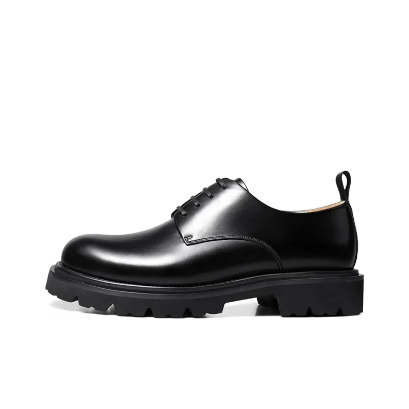 THOM WILLS Cleanfit Business Commute Versatile Calfskin Derby Shoes Casual Shoes Men's Black-0