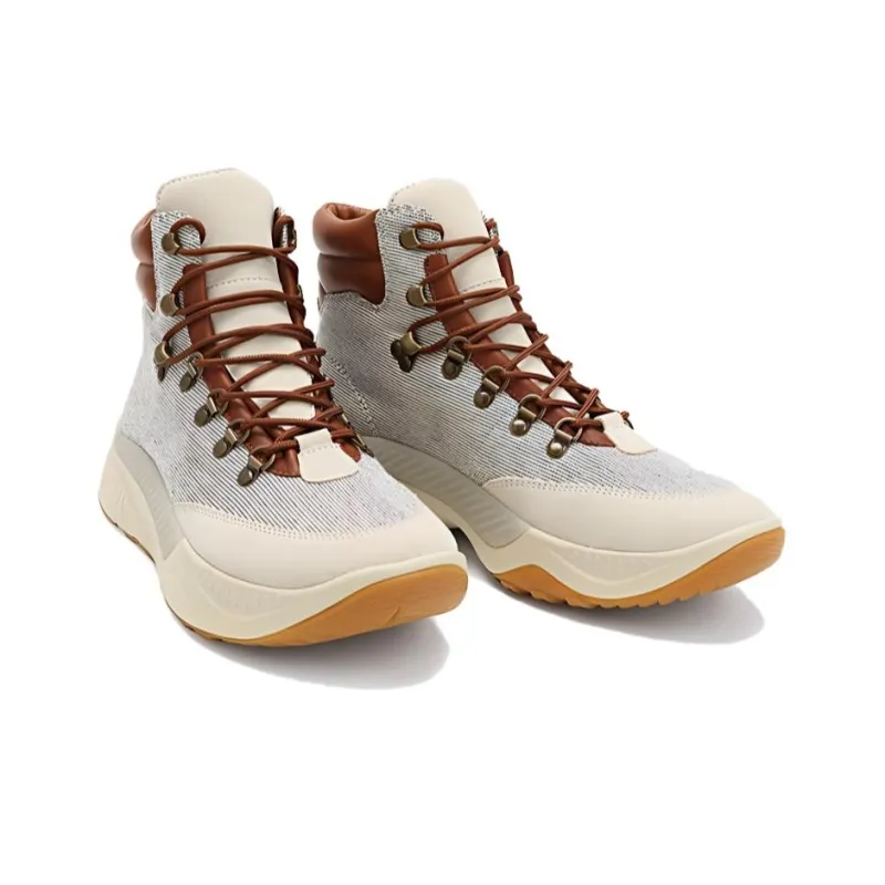 TSUBO UH Collection Cushioning Wear-Resistant High-Top Hiking Shoes Unisex Ecru-3